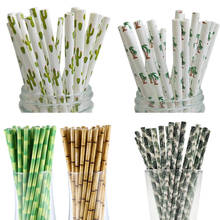 50pcs/lot Lovely bamboo Drinking Straws cactus/Coconut tree paper straws for Birthday Party Supplies Disposable straws 2024 - buy cheap