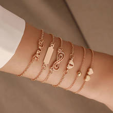 6 Pcs/Set Gold Link Chain Bracelets Set for Women Love Heart Infinity Symbol Charm Bracelets Fashion Love Initial Bracelets Gift 2024 - buy cheap
