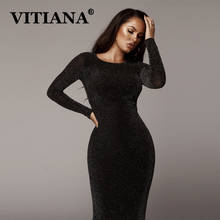 VITIANA Blingbling Sexy Party Dresses Women Spring 2020 Female Long Sleeve Slim Bodycon Black Dress Femme Elegant Vestidos 2024 - buy cheap