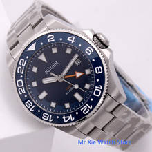 Bliger 43mm Automatic Mechanical Mens GMT Watch Business Luxury Ceramic Bezel Day Date Sapphire Glass Luminous Wristwatch Men 2024 - buy cheap