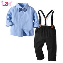 LZH Children Formal Boys Gentleman Bow tie Shirt Overalls Suit For Boys Clothes Sets 2021 Autumn Kids Clothing 1 2 3 4 5 6 Year 2024 - buy cheap