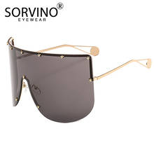 SORVINO Vintage Shades For Women Men Oversized Shield Sunglasses Luxury Brand Designer Big Rimless Visor Mirror Sun Glasses P330 2024 - buy cheap