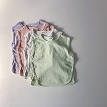 Colete sem mangas para crianças, camiseta de verão para bebês meninos e meninas, várias cores 2024 - compre barato