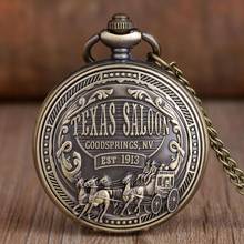 Steampunk TEXAS SALOON GOODSPRINGS,NV EST1913 Retro Quartz Pocket Watch Pendant Necklace Men Fob Watches Chain Gift Reloj Montre 2024 - buy cheap