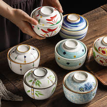 Японская керамическая суповая чашка с крышкой, бытовая чашка для супа и лапши, чашка для яиц на пару, кухонные принадлежности, тарелка для рамен, десерта, посуда 2024 - купить недорого