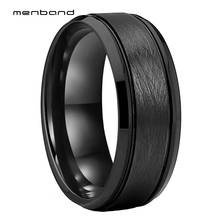Anéis de casamento de tungstênio preto, para homens e mulheres, bordas chanfradas, acabamento de cetim 8mm, ajuste confortável 2024 - compre barato