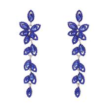 Cut red Flower Crystal Long tassel Drop Earrings for Women Shiny blue white Leaf earrings Stone Bridal Wedding Jewelry gift 2024 - buy cheap