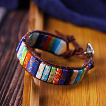 Chakra Bracelet Jewelry Tube Beads Natural Stone Handmade Multi Color Leather Wrap Bracelet Creative Gifts Couples Bracelets 2024 - buy cheap