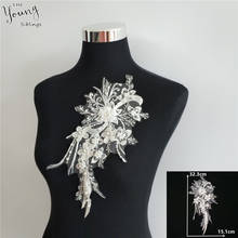 Bordado blanco de encaje para decoración de ropa, diamantes de imitación de perlas ABS, flor tridimensional, costura bricolaje artesanía, accesorios 2024 - compra barato