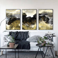 Cuadro de pájaro dorado abstracto moderno sin marco, pintura decorativa de paisaje blanco y negro Zen, línea dorada china, arte colgante 2024 - compra barato