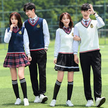Korean girl and boy School Uniforms High School Students British Japense Uniforms Class Outfits 5pcs Clothing Set 2024 - buy cheap