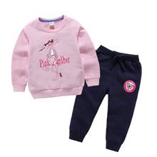 SAILEROAD Girls Pink Panther Clothes Sets Children Cotton Clothing For Boys Long Sleeve Sweatshirt+Pants Kids Sports Suit Autumn 2024 - buy cheap