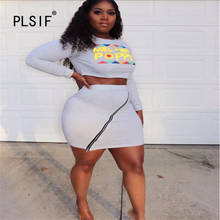 New Style Women Sets Letters Spliced Long Sleeve Crop Top + Package Hip Short Skirt 2 Piece Set Sexy Skirt Suit 2024 - buy cheap