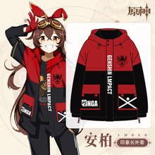 Anime Genshin Impact Amber Mondstadt Fashion Loose Hooded Hoodie Coat Men Women Winter Harajuku Sweatshirt Pullover Tops Cosplay 2024 - buy cheap