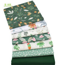 Chainho,7 pçs/lote, série floral verde, tecido de algodão sarja impressa, pano de retalhos, diy costura & estofamento material para bebê & crianças 2024 - compre barato