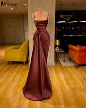 Simple Burgundy Mermaid Formal Evening Dress Abendkleider 2021 Spaghetti Straps Pleat Satin Arabic Dubai Prom Dresses Long 2024 - buy cheap