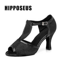 Hipposeus Ballroom Dance-Shoes Women Girls Latin Salsa Dancing Shoes Female Tango Modern High Heel Soft Sole Dance Shoes Sandals 2024 - buy cheap