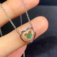 heart style exquisite green natural emerald necklace for women silver jewelry round natural gem date love gift lucky birthstone 2024 - buy cheap