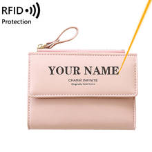 Engraved Name Women Wallets Coin Short Burse Slim Small Zipper Hasp Wallets Leather Female Purse Mini Hasp Multi-Cards Holder 2024 - buy cheap