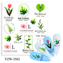 Jk conjunto de adesivos para unha, flores amarelas, folhas, cereja, imagem facial, borboleta, frutas, decoração, manicure 2024 - compre barato
