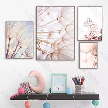 Nordic Pink Dandelion Canvas Painting Nordic Plants Posters and Prints Love Quotes Wall Art Pictures for Living Room Decor 2024 - buy cheap