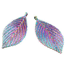 5pcs/lot Rainbow Color alloy Big tree Leaves pendant Charms fit Necklace Christmas pendant for women's Men Jewelry Making 2024 - buy cheap