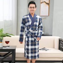 Plus Size XL - 4XL Pajamas Mens 100% Cotton Knited Robes Sexy V-neck Bathrobe Male Plaid Pattern Nightgown Loungewear 2024 - buy cheap