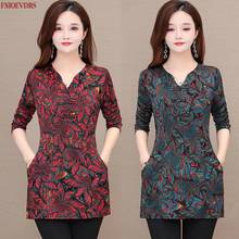 2020 Autumn Basic Long Tops Plus Size Women European Fnioevdrs Style Design Floral Print Vintage Belly Peplum Blouse Tunic 2024 - buy cheap