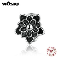 Pingente flor clássica wostu prata 925, conta para pulseira faça você mesmo original cqc1196 2024 - compre barato