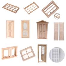 1pc 1:12 Doll House door Furniture Simulation Miniatures DIY Wooden Window Door Doll house Accessories Pretend Play Toy for kids 2024 - buy cheap