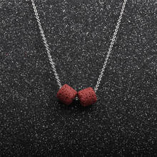 Red Cylinder Lava Stone Bead Essential Oil Diffuser Necklace Aromatherapy Volcanic Stone Stainless steel Chain Jewelry 2024 - buy cheap