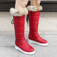 Casual Flats Fur Snow Boots Winter Shoes 2021 Warm Plush Knee High Boots Women Slip On Platform Long Boots Girls Black Red White 2024 - buy cheap