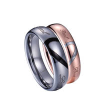 Anillo de boda de tungsteno para hombres y mujeres, sortija de compromiso con forma de corazón de amor Real, 100%, Mutil color 2024 - compra barato