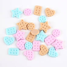 Cabochões de resina de biscoito kawaii, 10 peças, estrela fofa, coração, redondo, retângulo, diy, enfeites de joias, remendo para álbum de recortes 2024 - compre barato