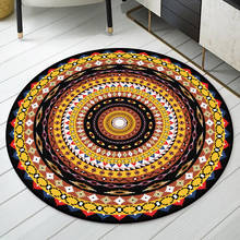 Alfombra redonda con Mandala y flores, tapete geométrico antideslizante, para sala de estar, decoración de dormitorio 2024 - compra barato