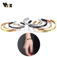 Vnox Free Personalize 4/6/8mm Simple Cuff Bracelets for Women Men Basic Stainless Steel Bangles Custom Name Pulseira Gift 2024 - buy cheap