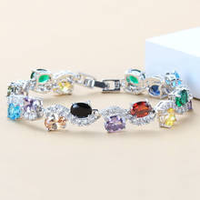 AAA+ Quality Colorful Multi-Color Gems  Silver Color  Bracelet Health Fashion  Jewelry For Women Free Jewelry Box SL61 2024 - buy cheap