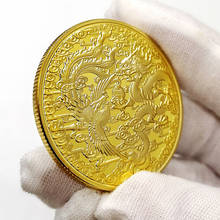 Coleção de moedas banhados a ouro dragon e phoenix, moedas do zodíaco, animais, crachá de metal, presente, coleção de arte 2024 - compre barato