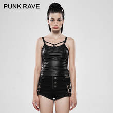 PUNK RAVE-Camiseta sin mangas para mujer, Remaches metálicos de malla de punto elástico con tirantes, Tops de verano 2024 - compra barato