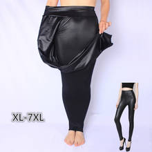 Leggings de cintura alta para Mujer, Pantalones sexys, ropa de talla grande 7XL, a la moda, color negro, primavera y otoño 2024 - compra barato