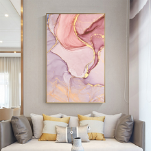 Nordc roxo rosa arte da parede pintura em tela moderna pintura a ouro cartaz e impressão da parede imagem para sala de estar abstrato fluindo ouro 2024 - compre barato