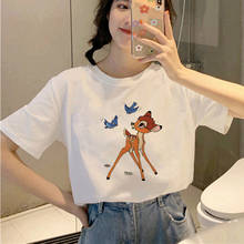 Disney T-Shirt Bambi White-tailed Deer Fashion Girl T-Shirt Summer Cartoon O-Neck Short Sleeve T-Shirt Women Casual Tee Tops 2024 - buy cheap