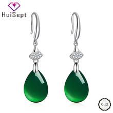 HuiSept 925 Silver Earrings for Women Water Drop Shape Emerald Zircon Gemstone Jewelry Earrings Ethnic Style Ornaments Wholesale 2024 - buy cheap