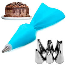 8pcs/set Silicone Icing Piping Cream Pastry Bag + 6 Stainless Steel Cake Nozzle DIY Cake Decorating Fondant Pastry Tools 2024 - buy cheap