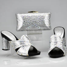 Conjunto de zapatos y bolsos a juego decorado con diamantes de imitación, zapato de boda nigeriano y Bolsa, conjunto de zapatos italianos y bolsa para fiesta africana 2024 - compra barato