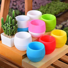 1pc Colourful Mini Plastic Flower Pot Vase Succulent Plant Flower Pot Home Office Decoration 2024 - buy cheap