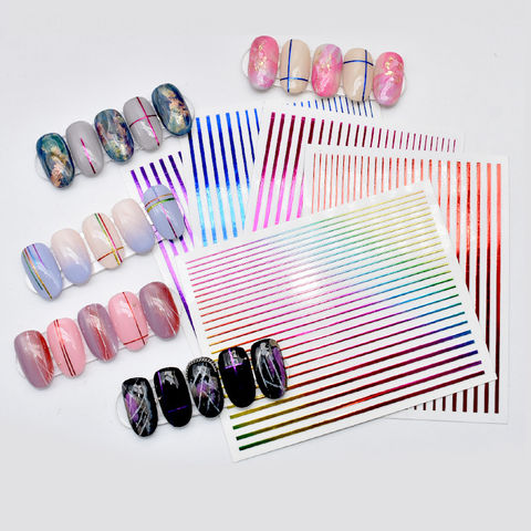 Gold Silver 3D Nail Sticker Curve Stripe Lines Nails Stickers Gradient Adhesive Striping Tape Nail Foil Nail Art Stickers Decals 2022 - buy cheap