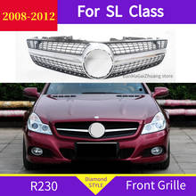 Rejilla delantera de diamante para mercedes SL clase R230 2008-2012 SL500 SL350 SL300 ABS, parachoques delantero sin emblema 2024 - compra barato