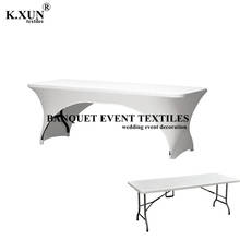 White And Black Two Side Arched Rectangular Table Cloth Stretch Spandex Table Cover Wedding Hotel Home Event Party Decoration 2024 - buy cheap