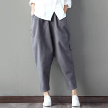 Retro Women's Linen Harem Pants Lolita Ethnic Female Trousers Ankle Length Elastic Waist Large Size Femme Baggy Harem Pants 2024 - buy cheap